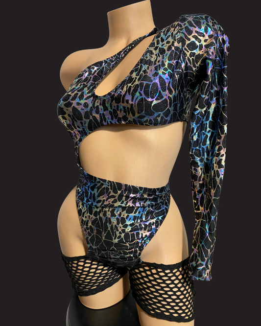 Holographic One-Sleeve Cutout One-Piece – Limited Edition, Ready to Ship