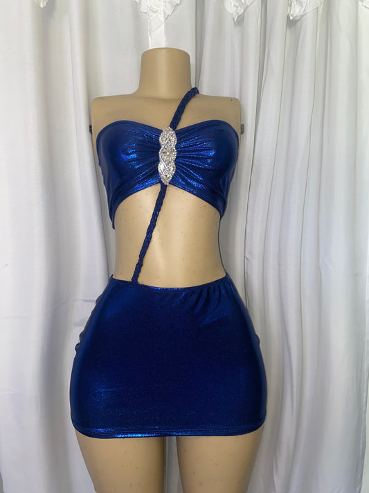 Custom Metallic Blue Party Dress "Katrina"